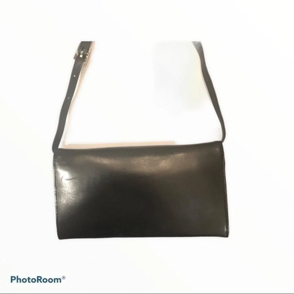 J. Crew black leather organizer bag